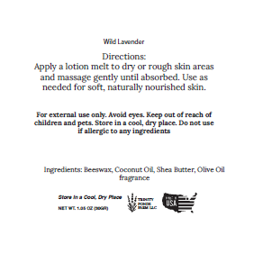 Wild Lavender Lotion Melts | Natural Solid Lotion Melts | Beeswax Shea Butter Moisturizer | Handmade Skincare | Trinity Ponds Farm