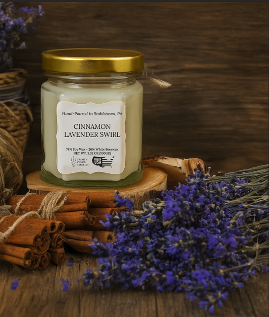 Cinnamon Lavender Swirl Wooden Wick Candle