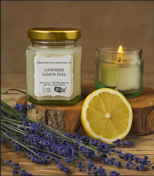 Lavender Lemon Peel Wooden Wick Candle