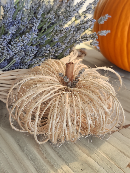 Lavender Topped Twine Pumpkin