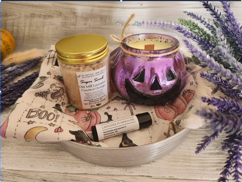 Purple Jack-o-lantern Pumpkin Wooden Wick Candle