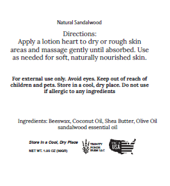 Natural Sandalwood Lotion Melts | Solid Lotion Melts