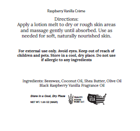 Raspberry Vanilla Creme Lotion Melts | Solid Lotion Melt